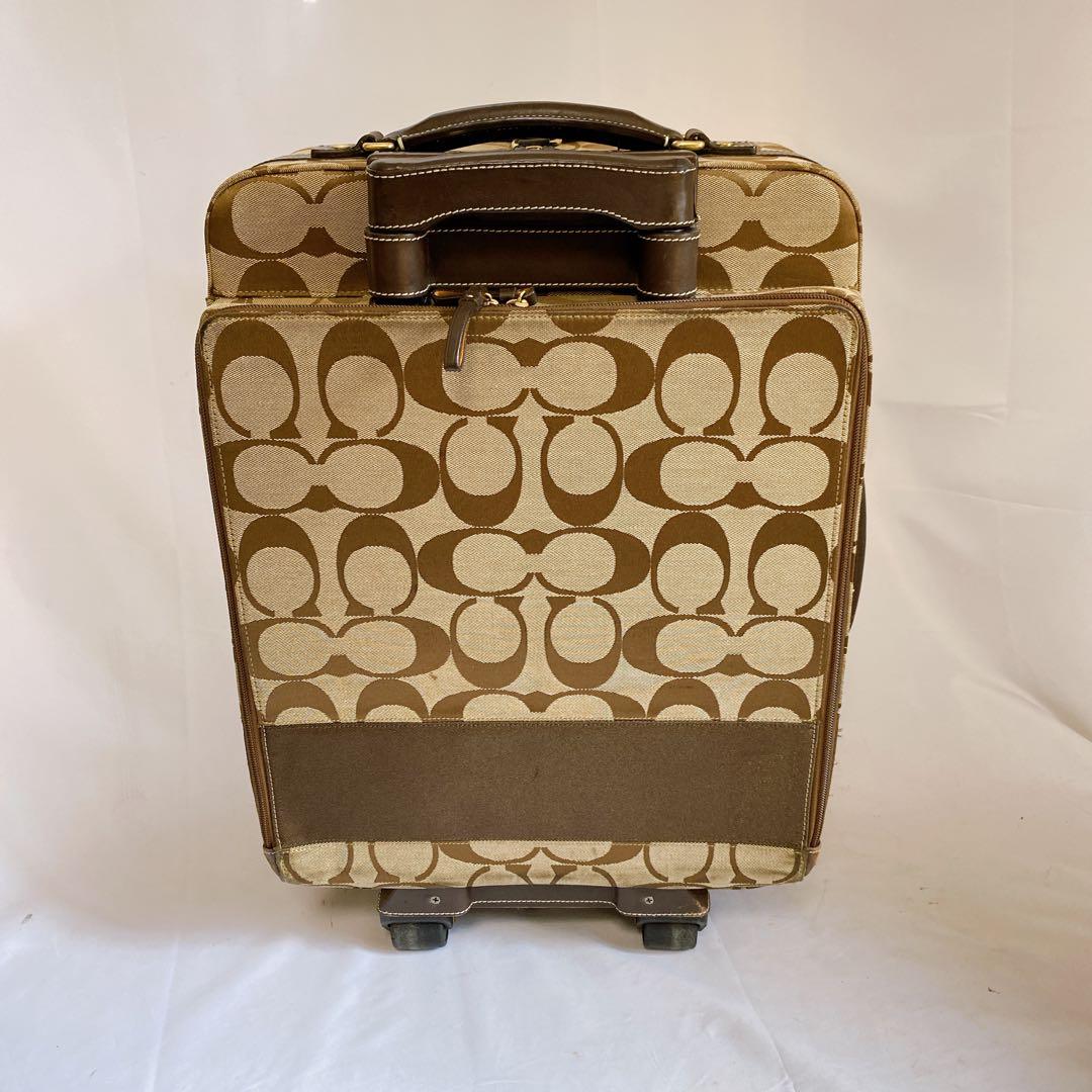 COACH　キャリーケース　スーツケース　2輪　シグネチャー　ブラウン　機内持込