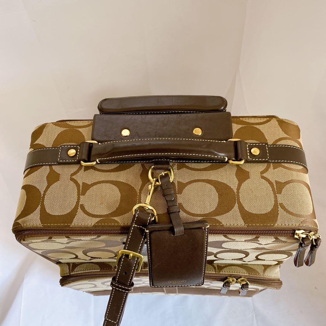 COACH　キャリーケース　スーツケース　2輪　シグネチャー　ブラウン　機内持込
