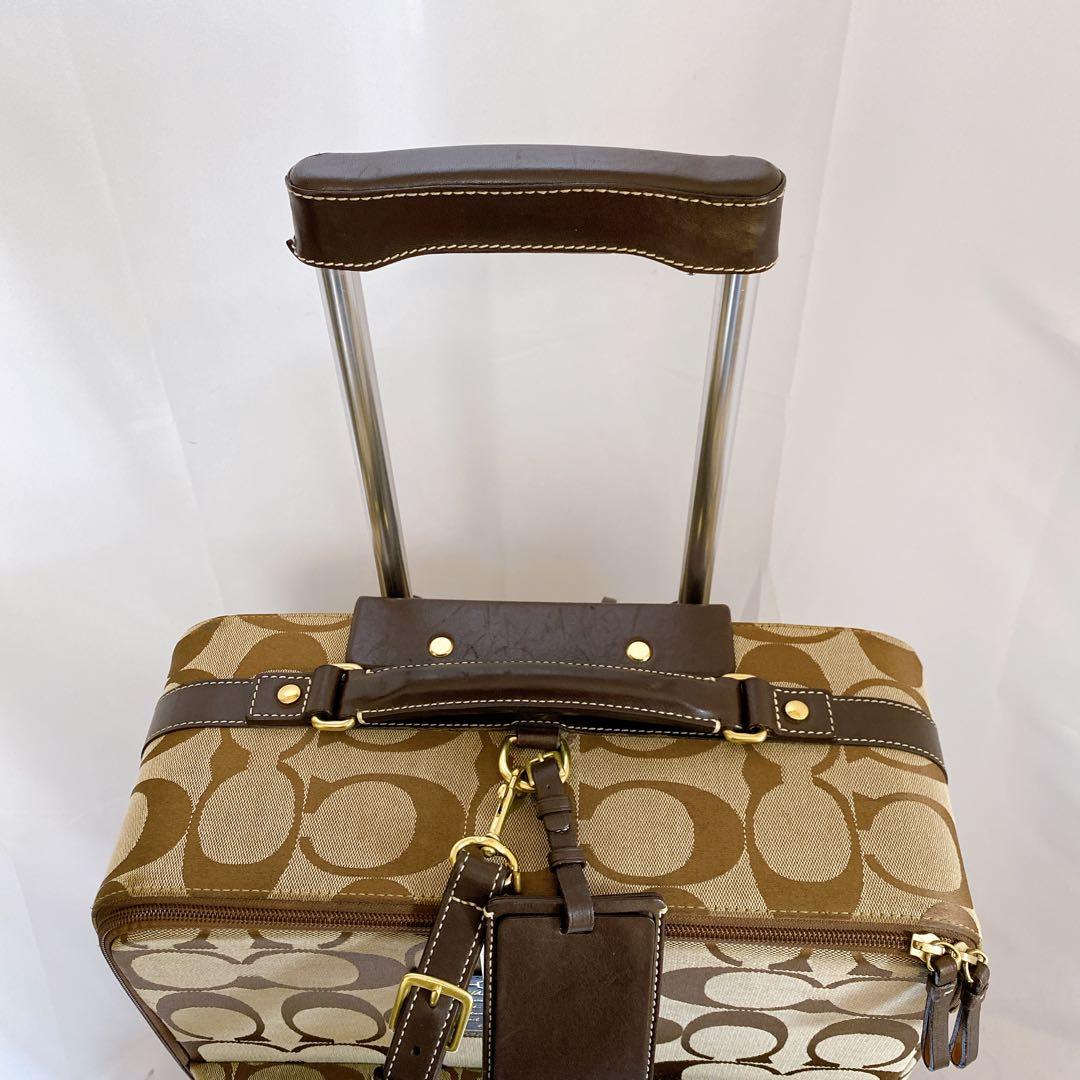 COACH　キャリーケース　スーツケース　2輪　シグネチャー　ブラウン　機内持込