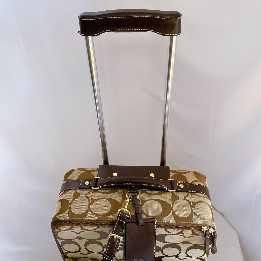 COACH　キャリーケース　スーツケース　2輪　シグネチャー　ブラウン　機内持込