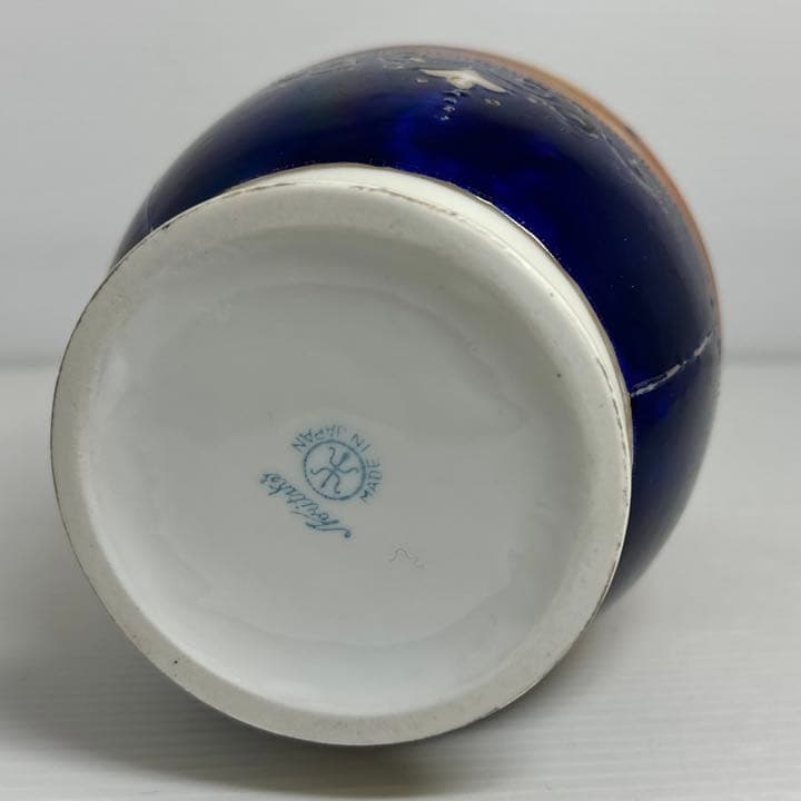1908年代 オールドノリタケ 耳付き花瓶 壺 金盛上藍砂漠風景