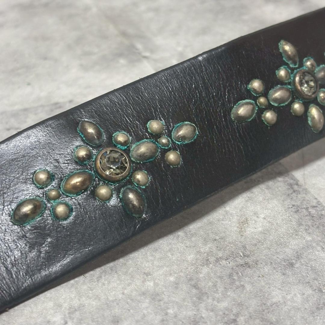 OLD STUD スタッズベルト　ハンドメイド レザー DMG16