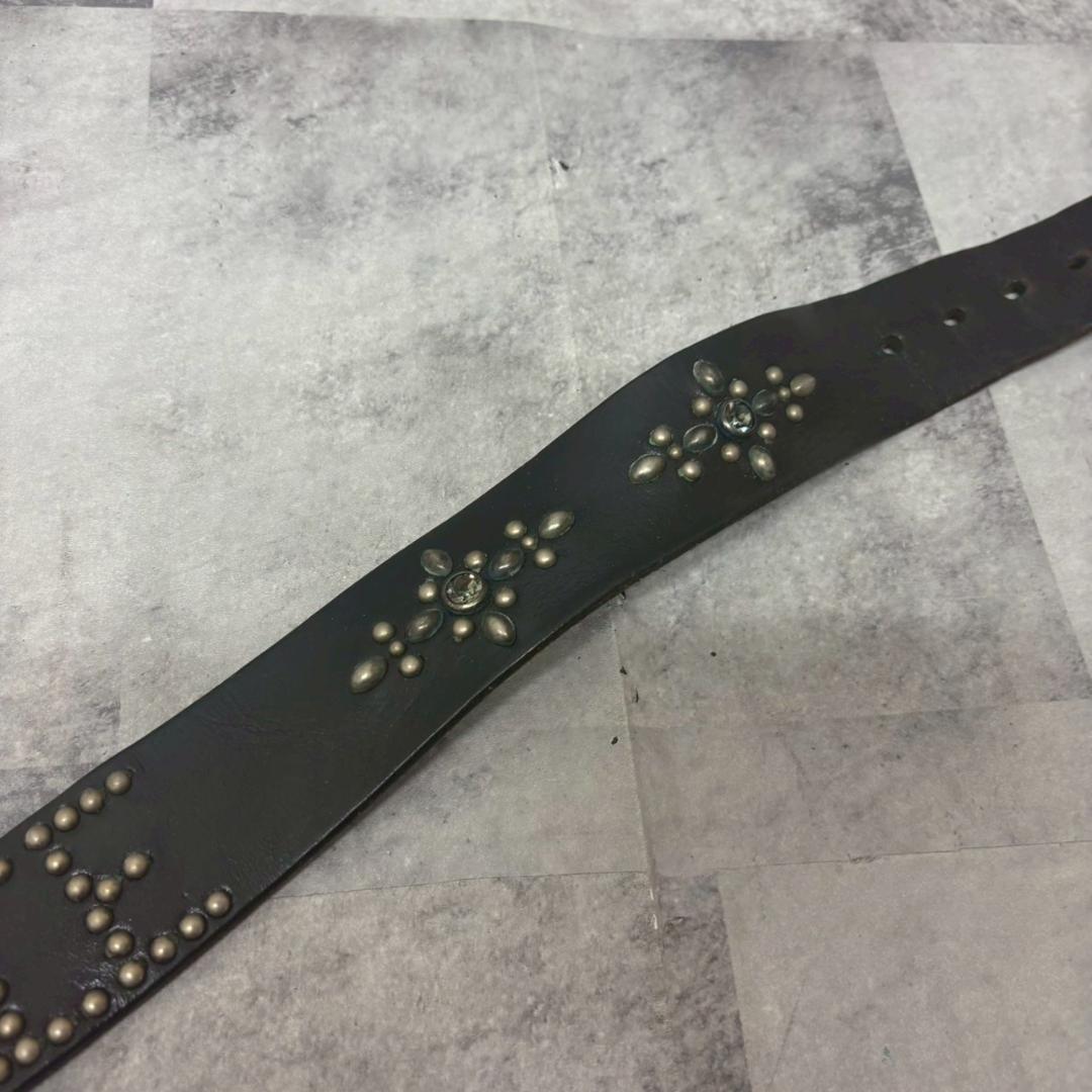 OLD STUD スタッズベルト　ハンドメイド レザー DMG16