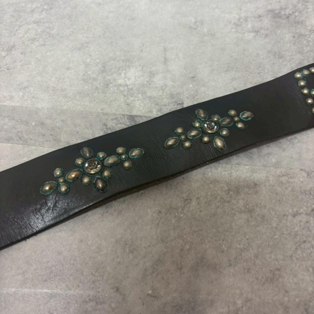 OLD STUD スタッズベルト　ハンドメイド レザー DMG16