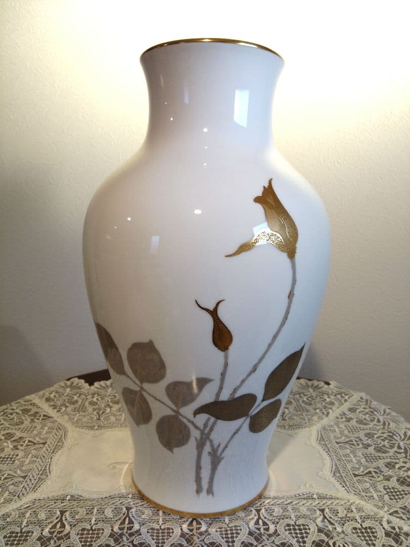 大倉陶園 金蝕バラ 花器 約36cm