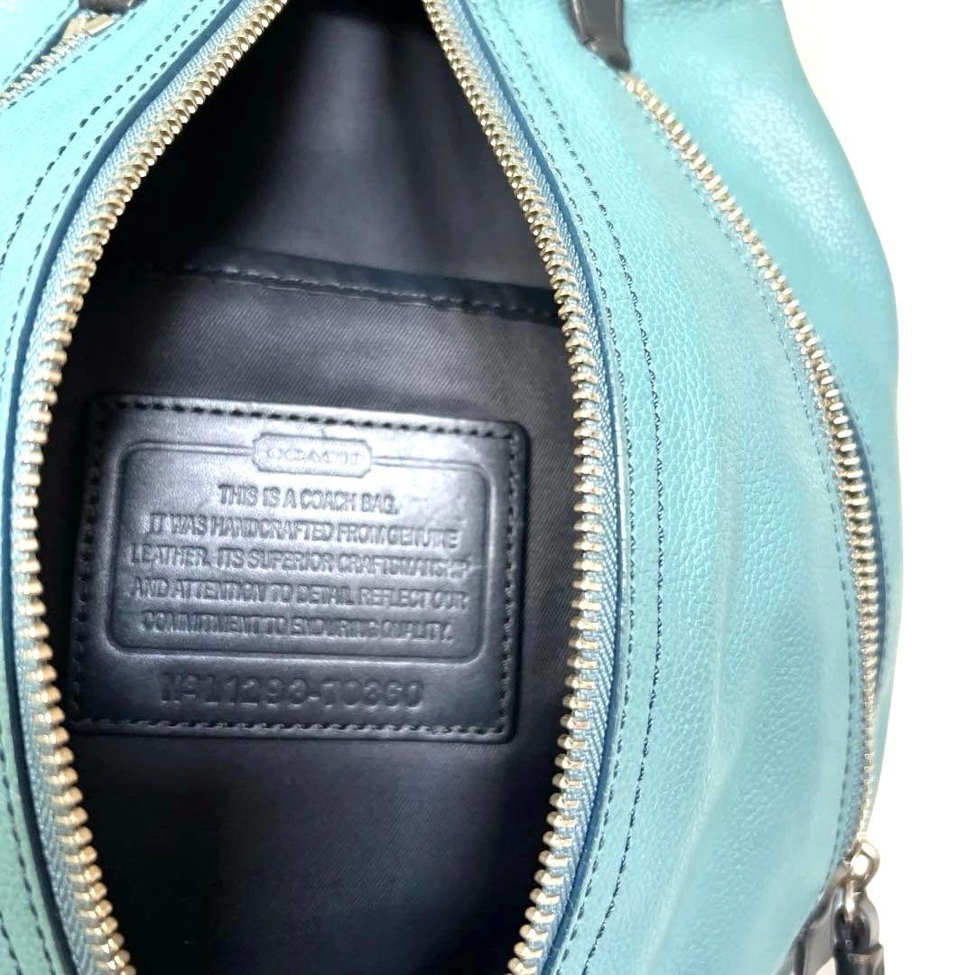 【COACH】コーチ 青緑色 レザー ボディバッグ