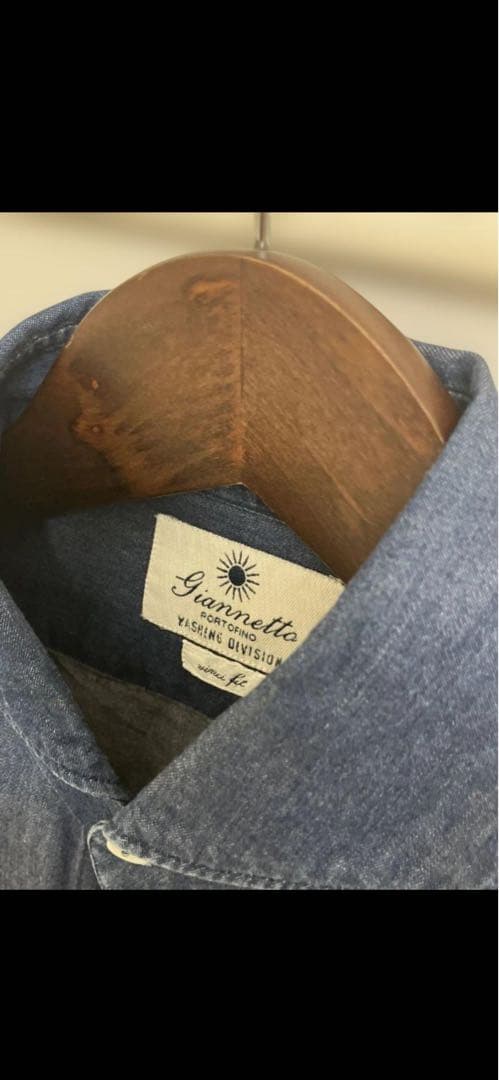 美品　GIANNETTO カッタウェイ デニムシャツ 38 S