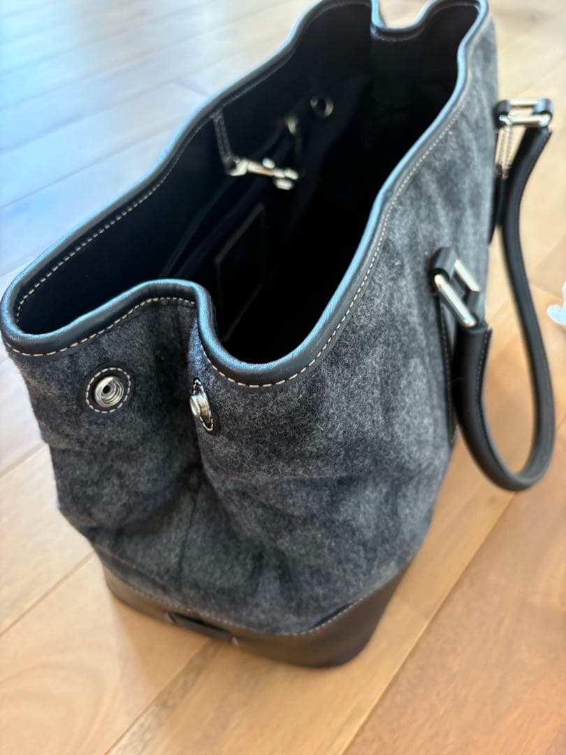 【COACH 】新品未使用トートバッグ グレー ウール/レザー