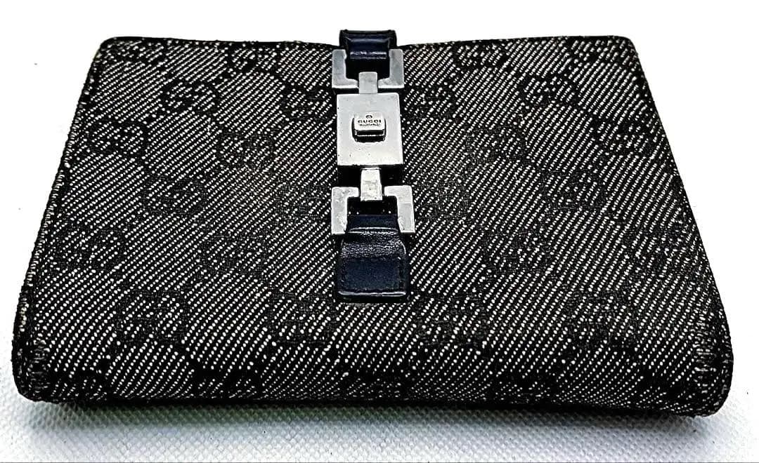 【美品•箱付き】GUCCI グッチ ジャッキー 二つ折り 財布 GG キャンバス