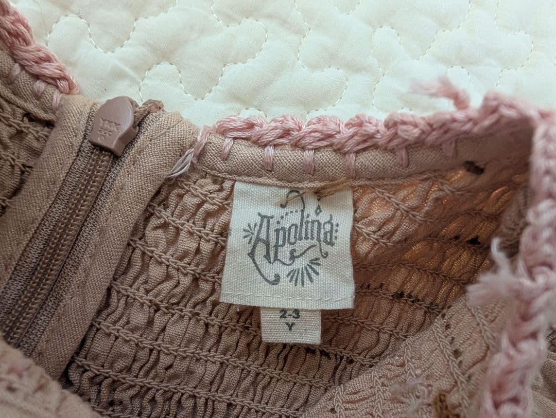 ワンピース Apolina PennySmockDress PinkBeige 2-3y