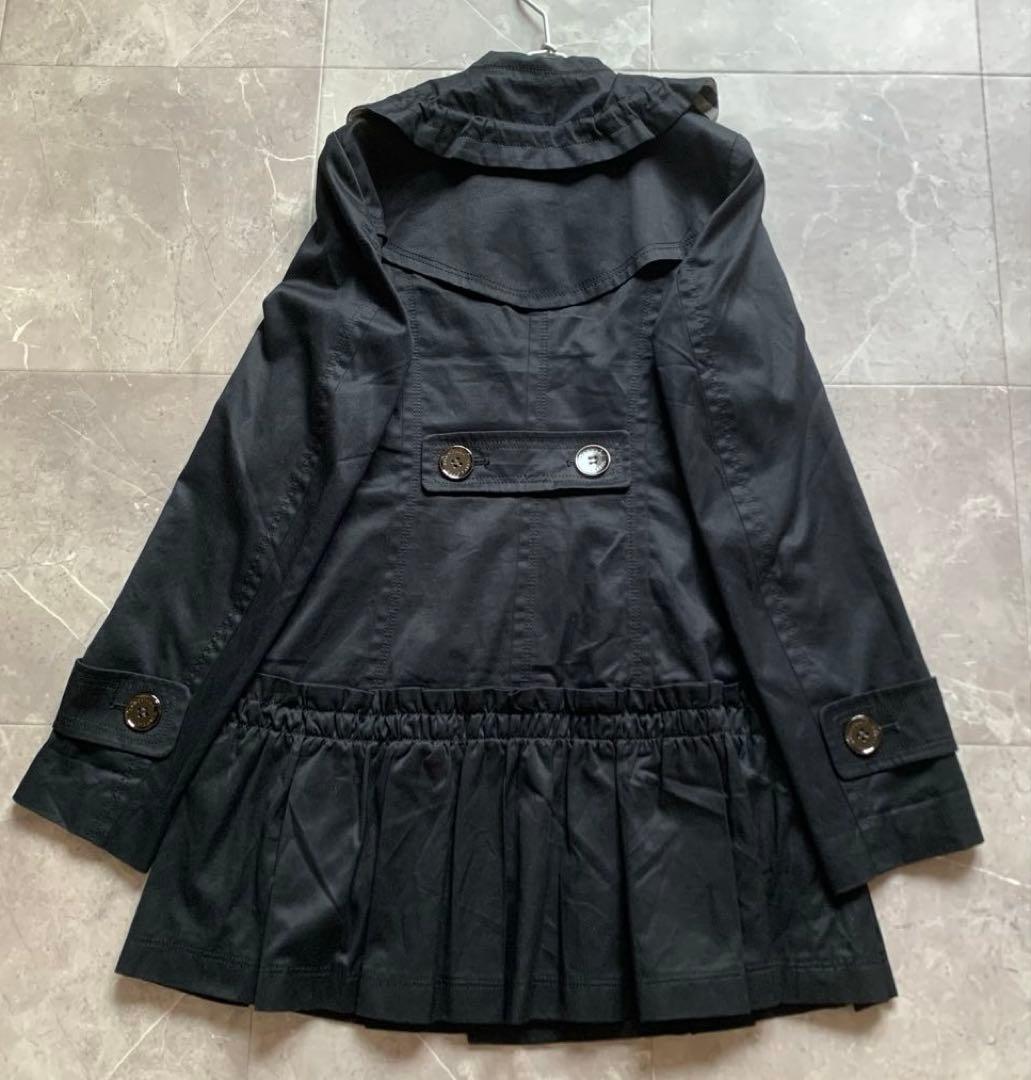 バーバリーブルーレーベル　コート　フリル　ノバチェック　黒　38