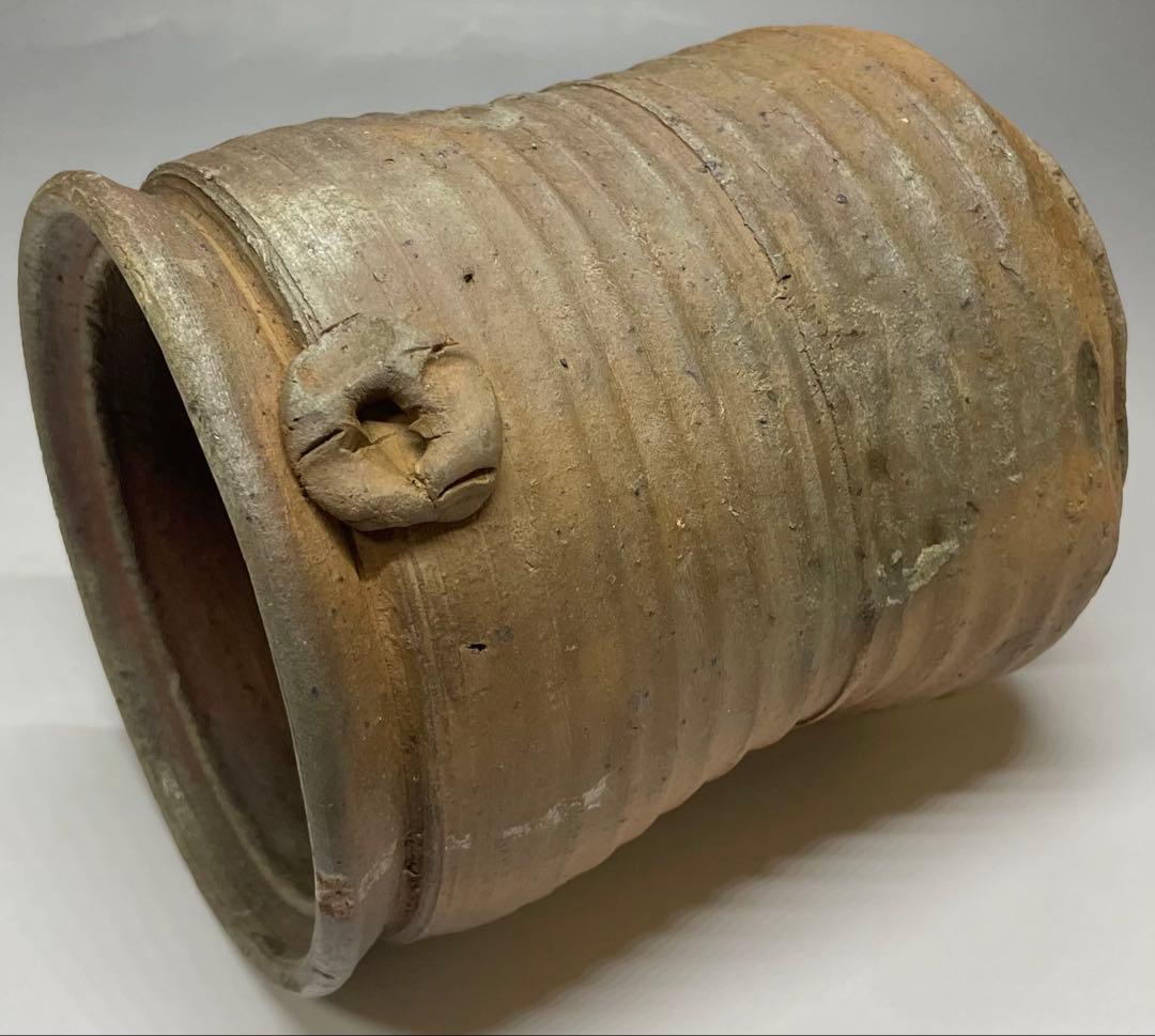 古備前　桂又三郎織　輪耳種壺水指　江戸末期　Y441