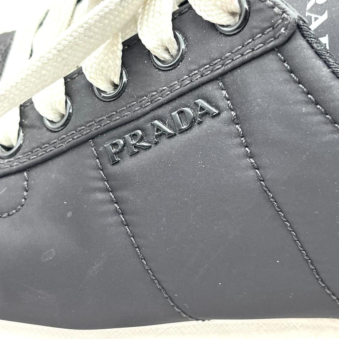 プラダ スニーカー ロゴ金具 ナイロン ブラック 黒 レディース 23.5cm