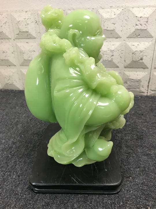 置物　骨董　翡翠　ヒスイ　恵比寿　置き物　緑　水晶　七福神