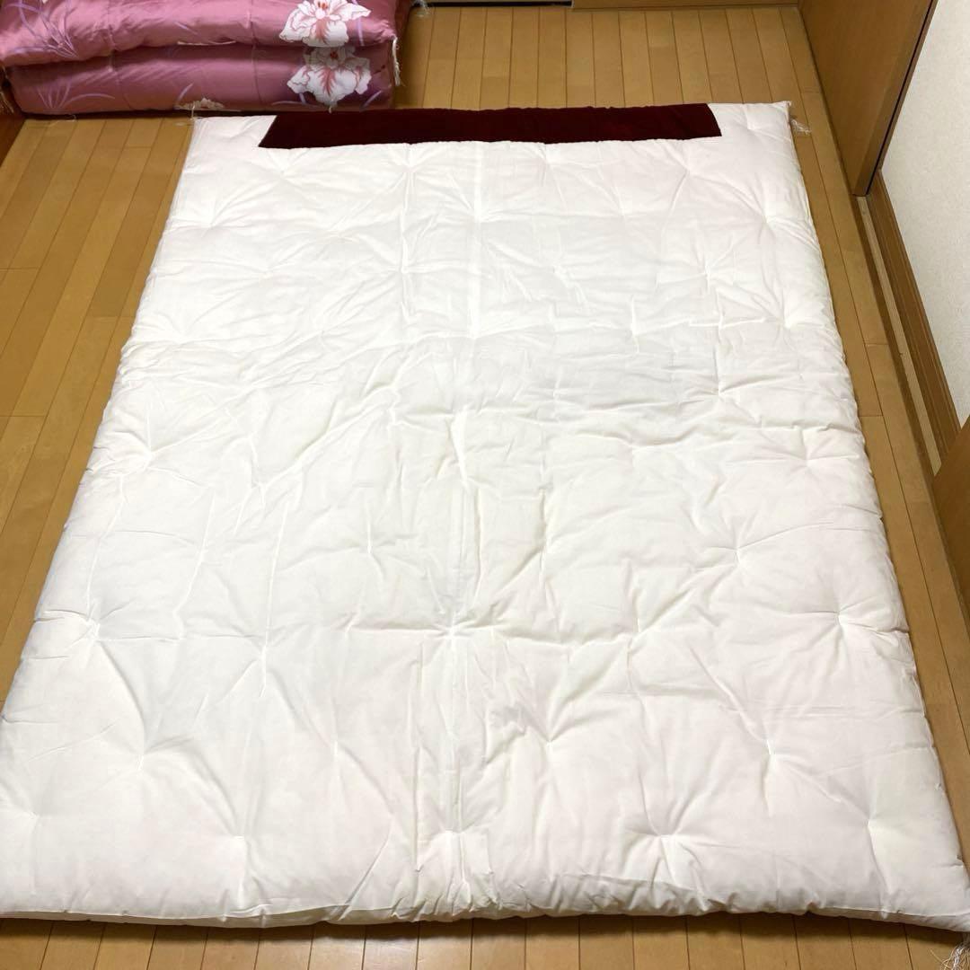 【美品】高級布団（掛・敷セット）2セット　掛カバー2枚　緞子　布団店あつらえ