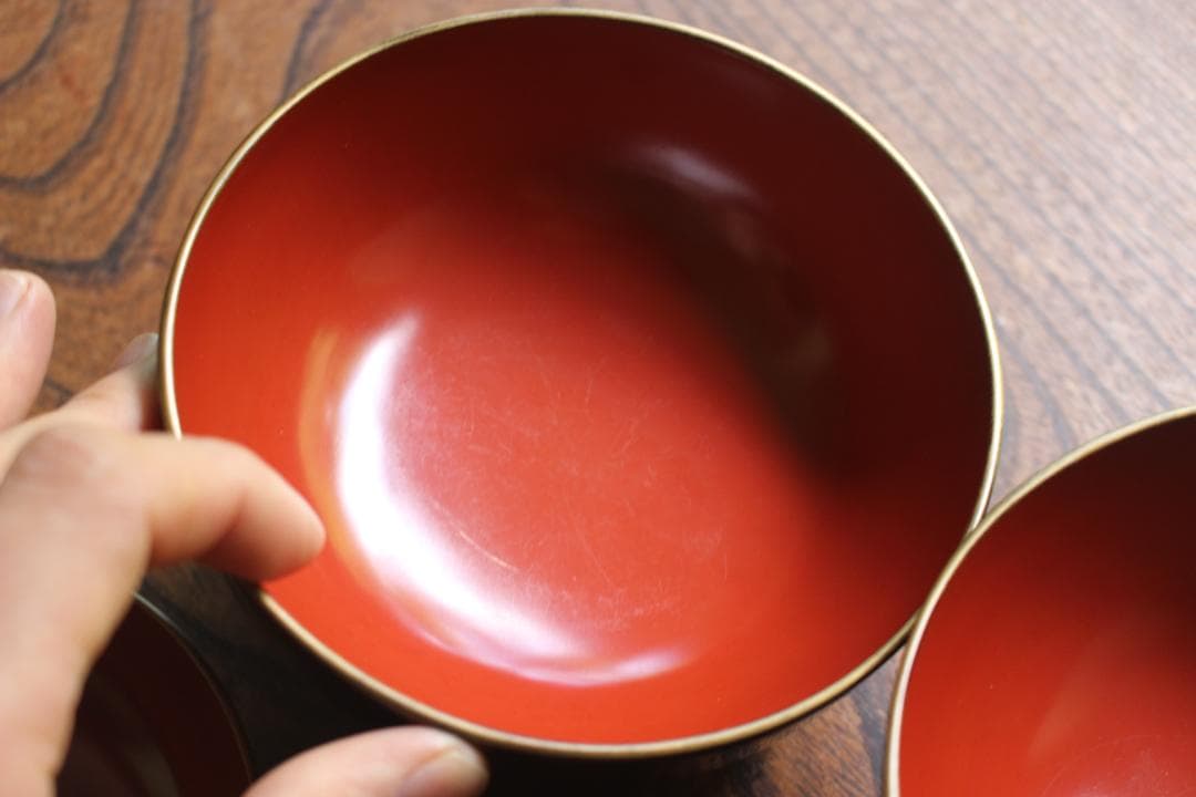 時代金縁黒漆に優美な紅葉蒔絵の映える煮物椀2点（検輪島塗蒔絵椀