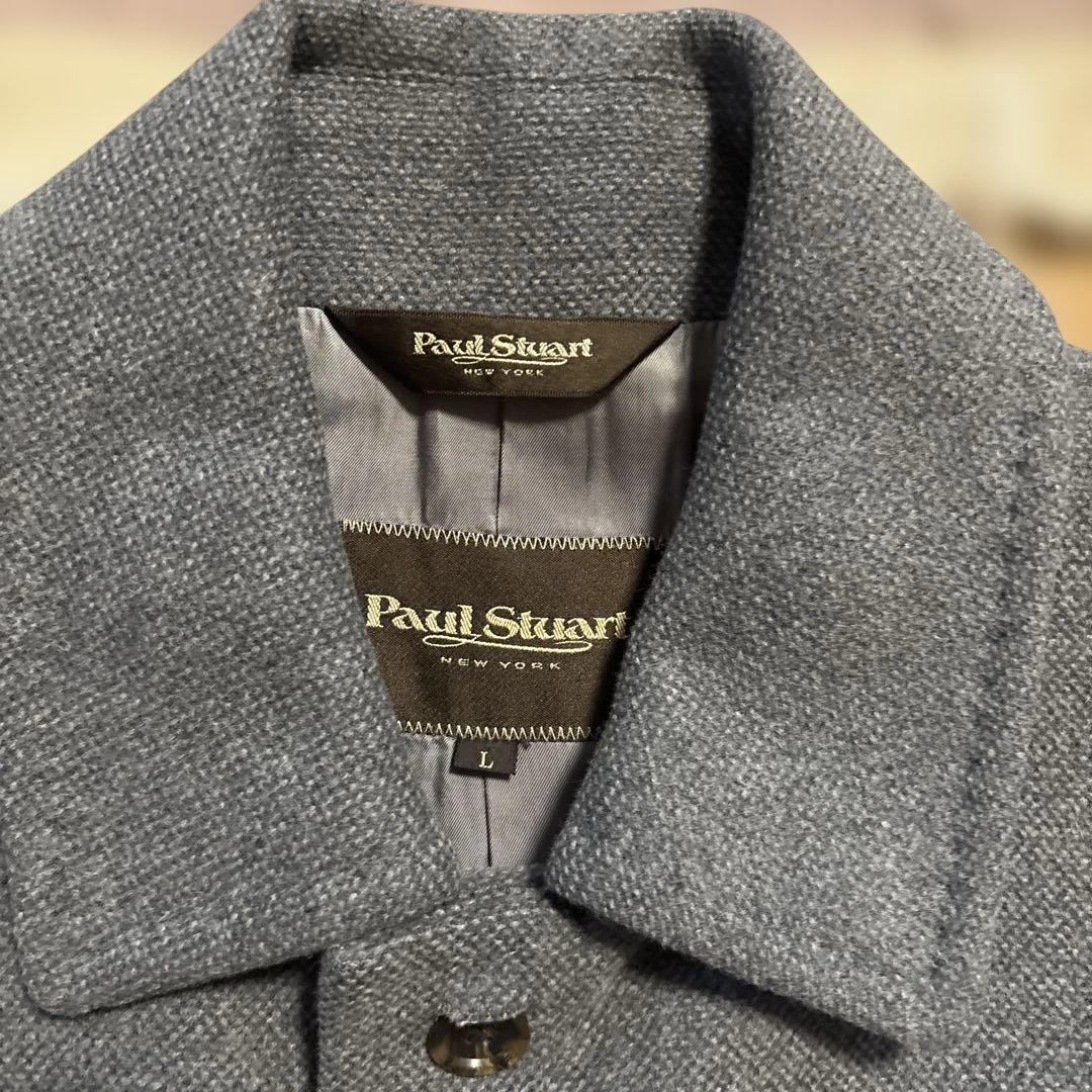 Paul Stuart アンゴラ カシミア混 ステンカラーコート グレー L