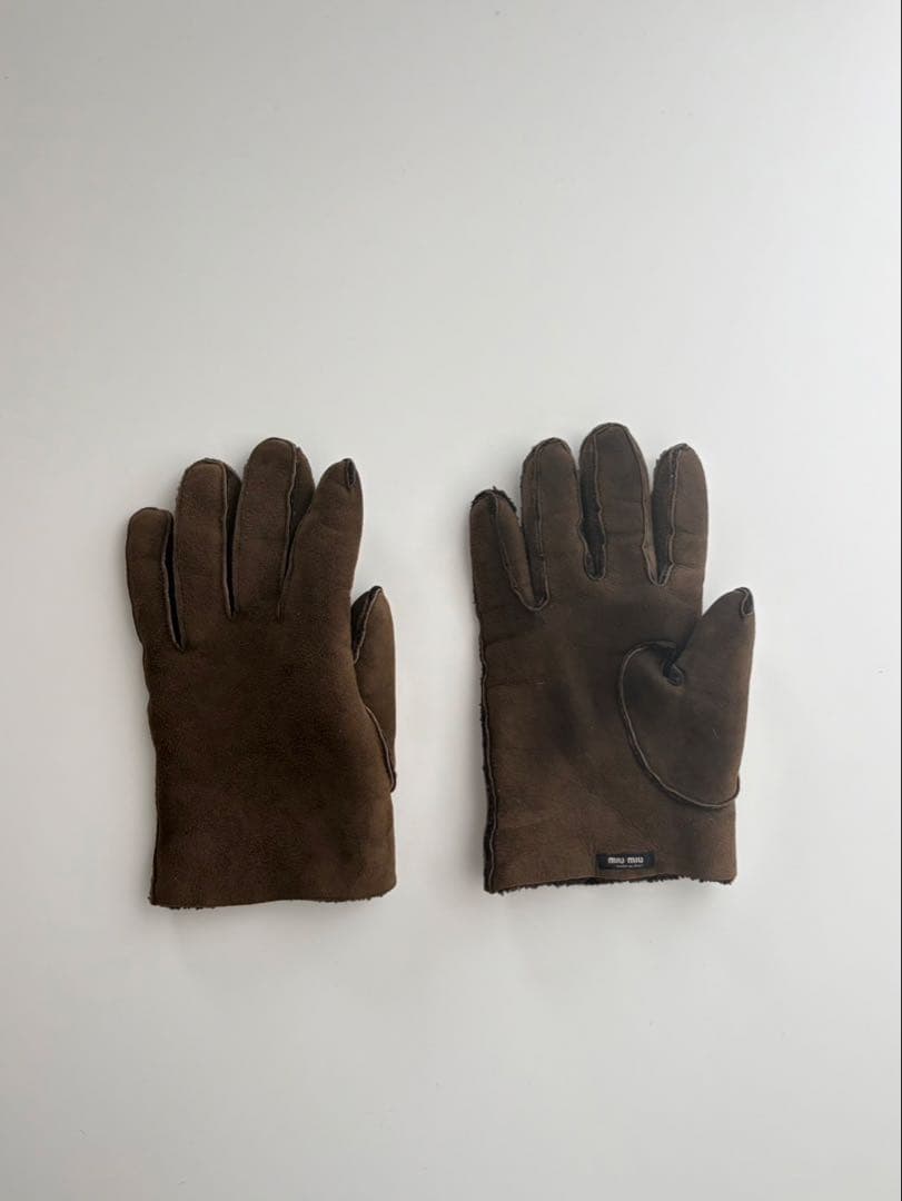 小物 Archive Miu Miu Mouton Gloves Brown