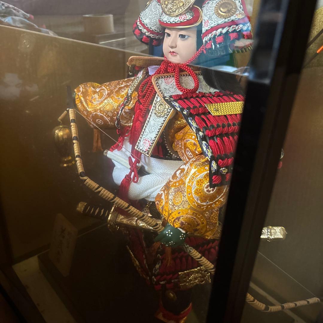 五月人形 武士の鎧 ガラスケース付き 45㎝23㎝29㎝