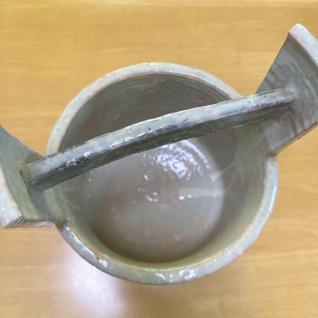 正規品 萩焼 姫焼 栄泉 骨董品 お宝 焼物 壺 花瓶 花びん 置物 桶 オケ