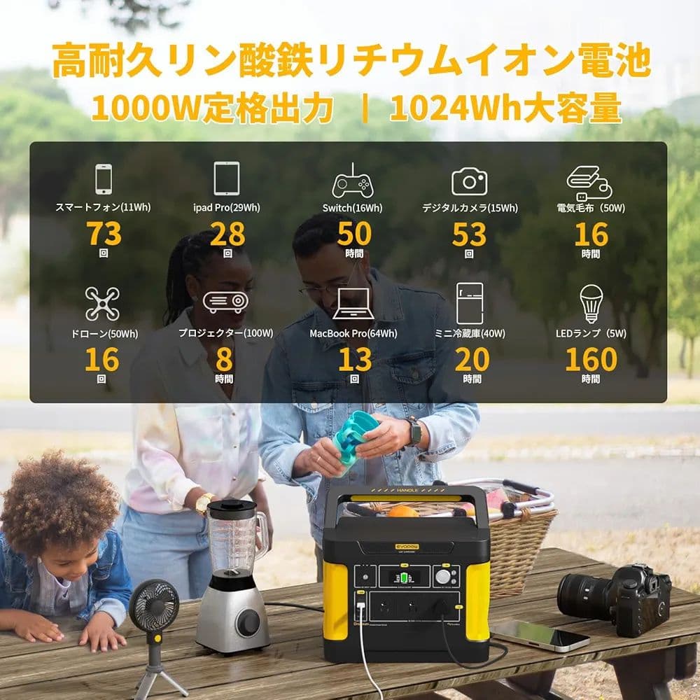 【新品未開封】Evopow リン酸鉄リチウムポータブル電源1024Wh 当日発送