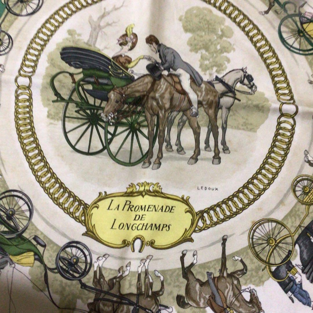 HERMES スカーフ　90カレ　ロンシャンへの散歩