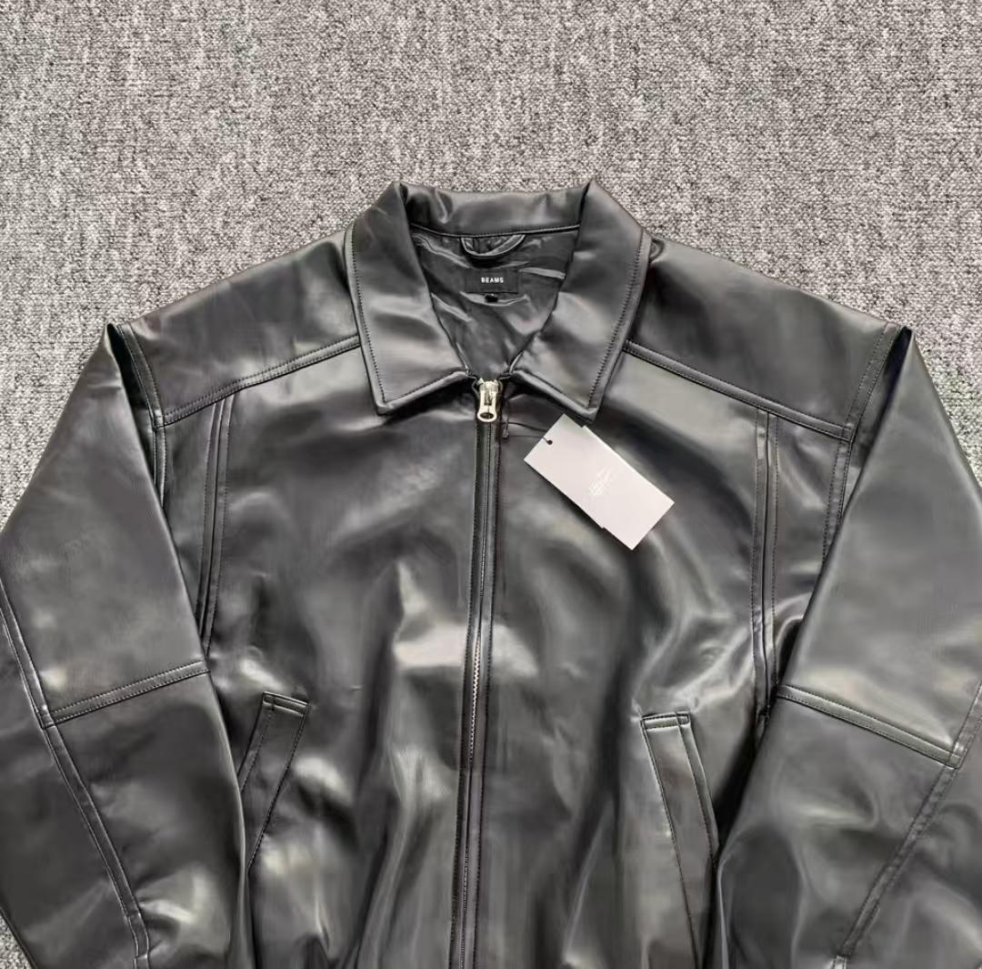 BEAMS ビームス レザー ジップブルゾン S