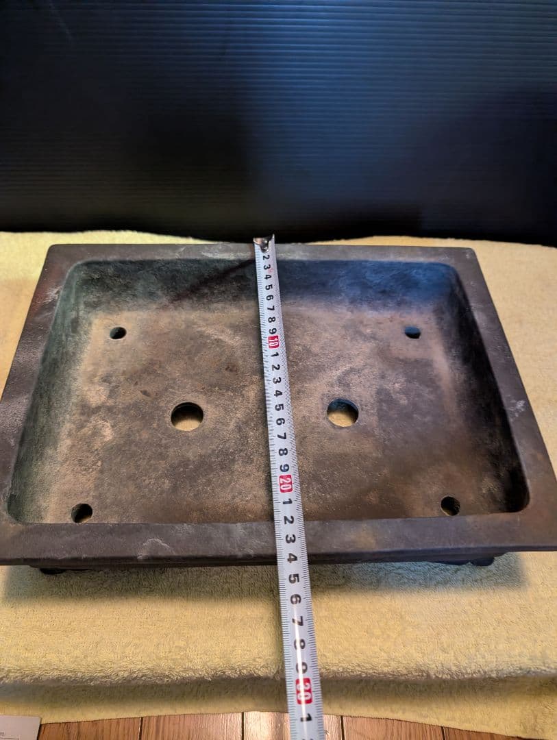 盆栽鉢落款あり陶器製盆栽鉢 30cm x 20cm