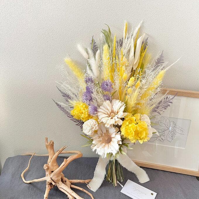 きらめく木洩れ日のレモンイエロースワッグ （ブーケ）・ Lふっくらタイプ