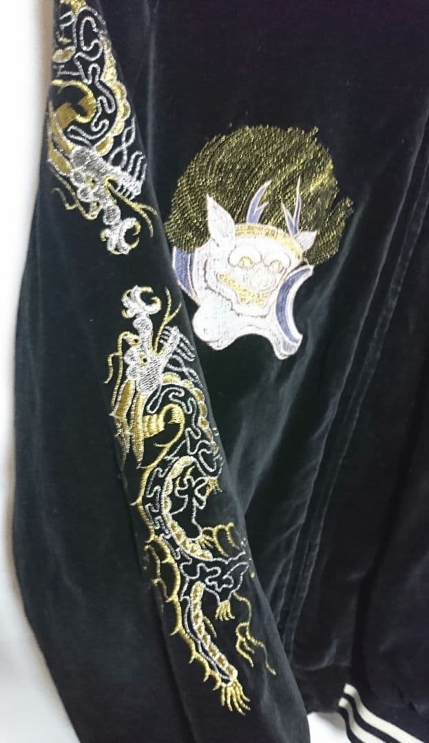 別珍 風神 雷神 龍 スカジャン ベロア ベルベット
