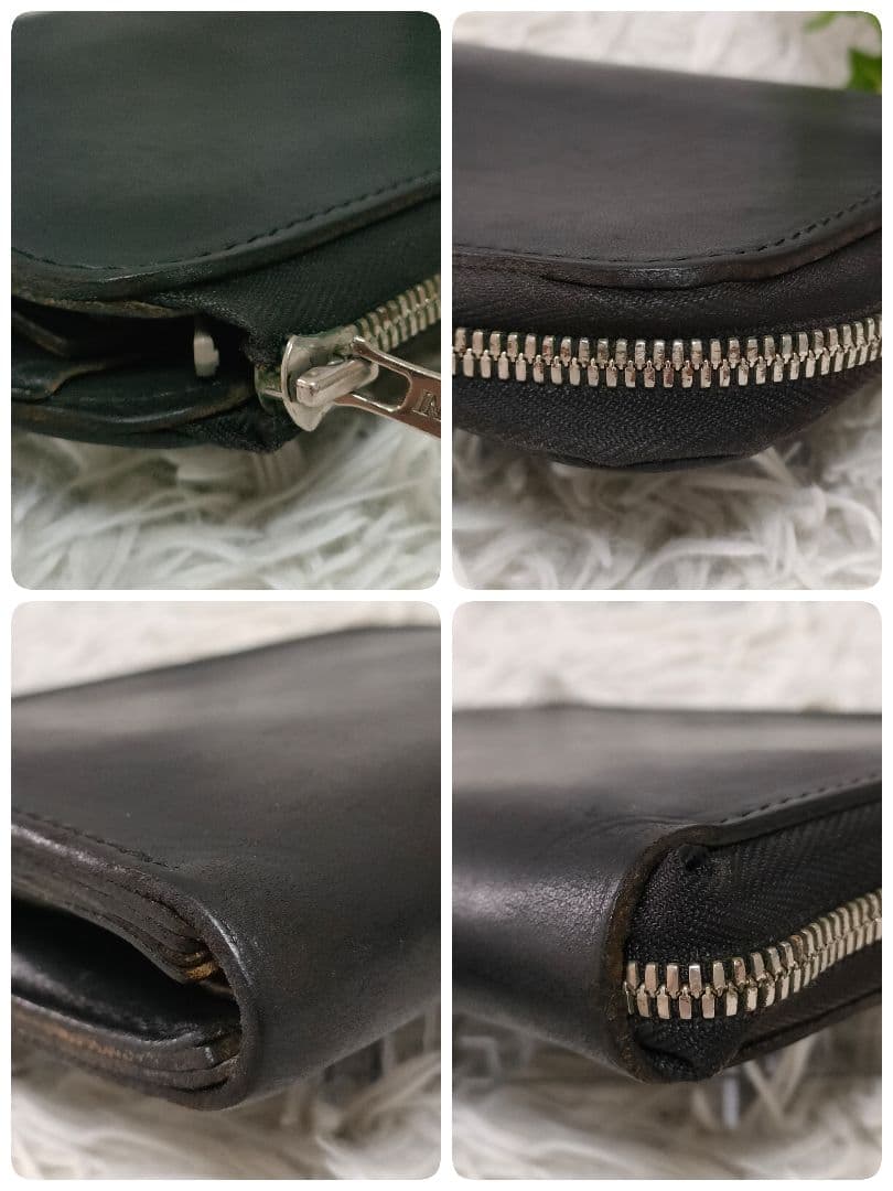 ALZUNI 二つ折り財布 ブラック レザー アルズニ 財布 黒 革 牛革