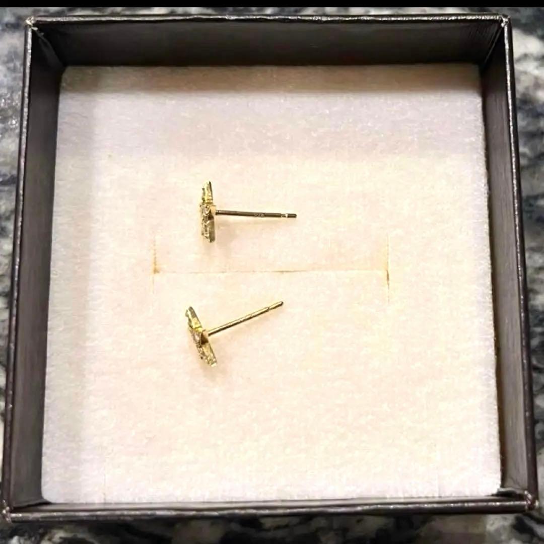 K18 ダイヤ　ピアス　YG パヴェ　0.12ct