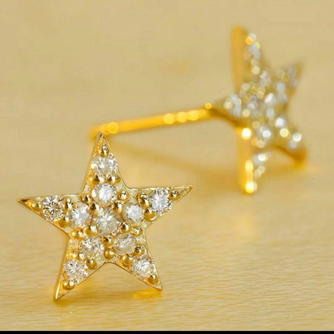 K18 ダイヤ　ピアス　YG パヴェ　0.12ct