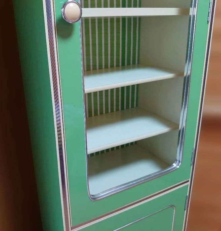 美品 レトロポップ 昭和レトロ 飾り棚 食器棚 花柄 アンティーク インテリア