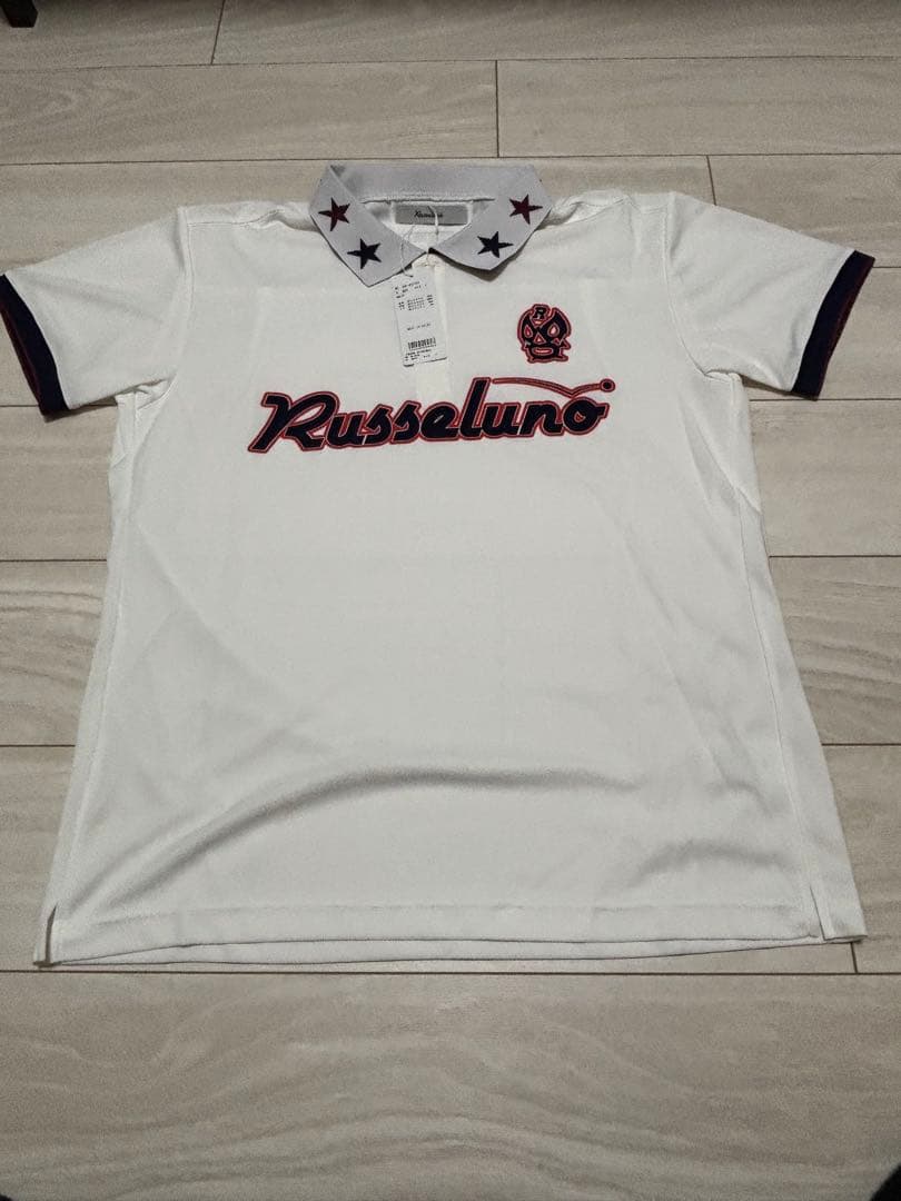 Russeluno（ラッセルノ）ポロシャツ（襟 星デザイン／ホワイト）