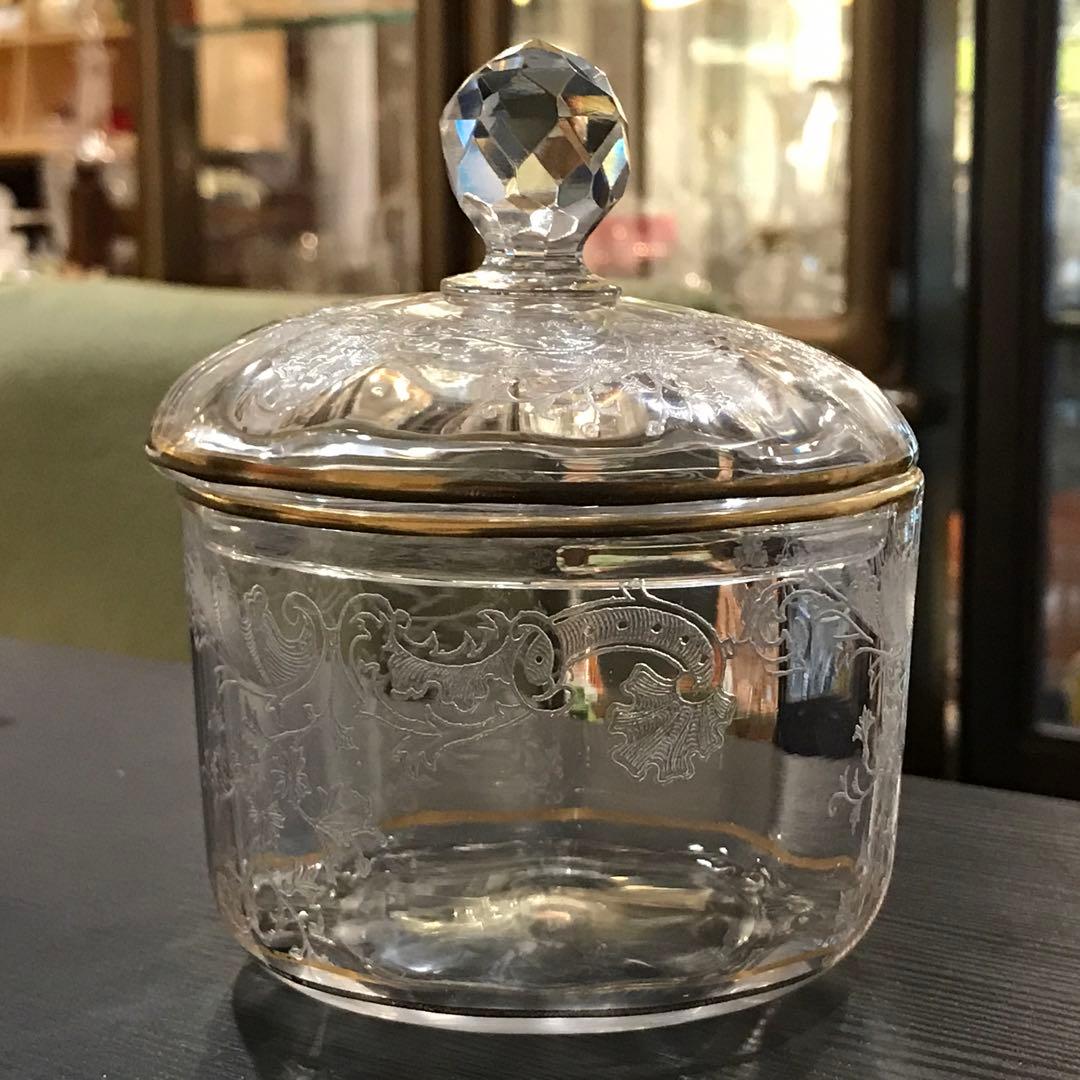 極稀少サンルイSt Louis★クレオCleoクリスタルシュガーボウル★金彩装飾