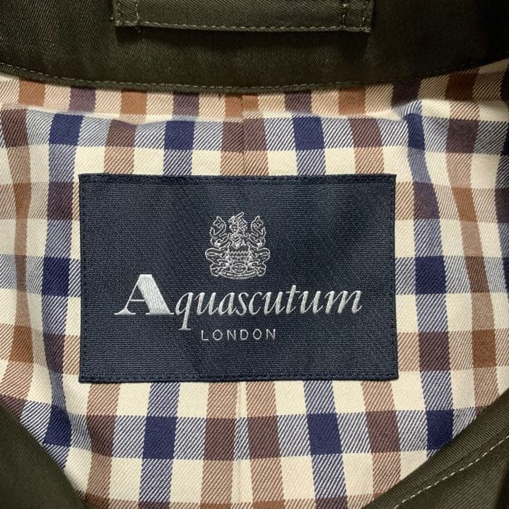 Aquascutum アクアスキュータム トレンチコート 44 カーキ 牛皮