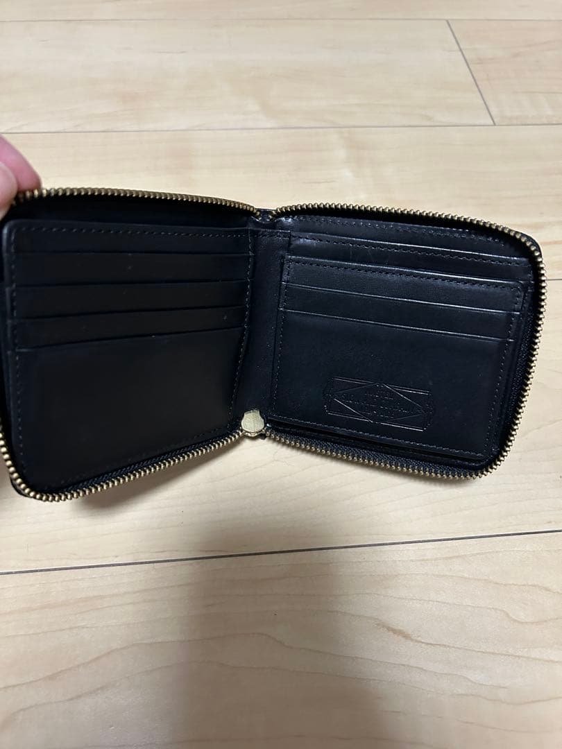 SLOW 二つ折り財布　黒herbie round short wallet