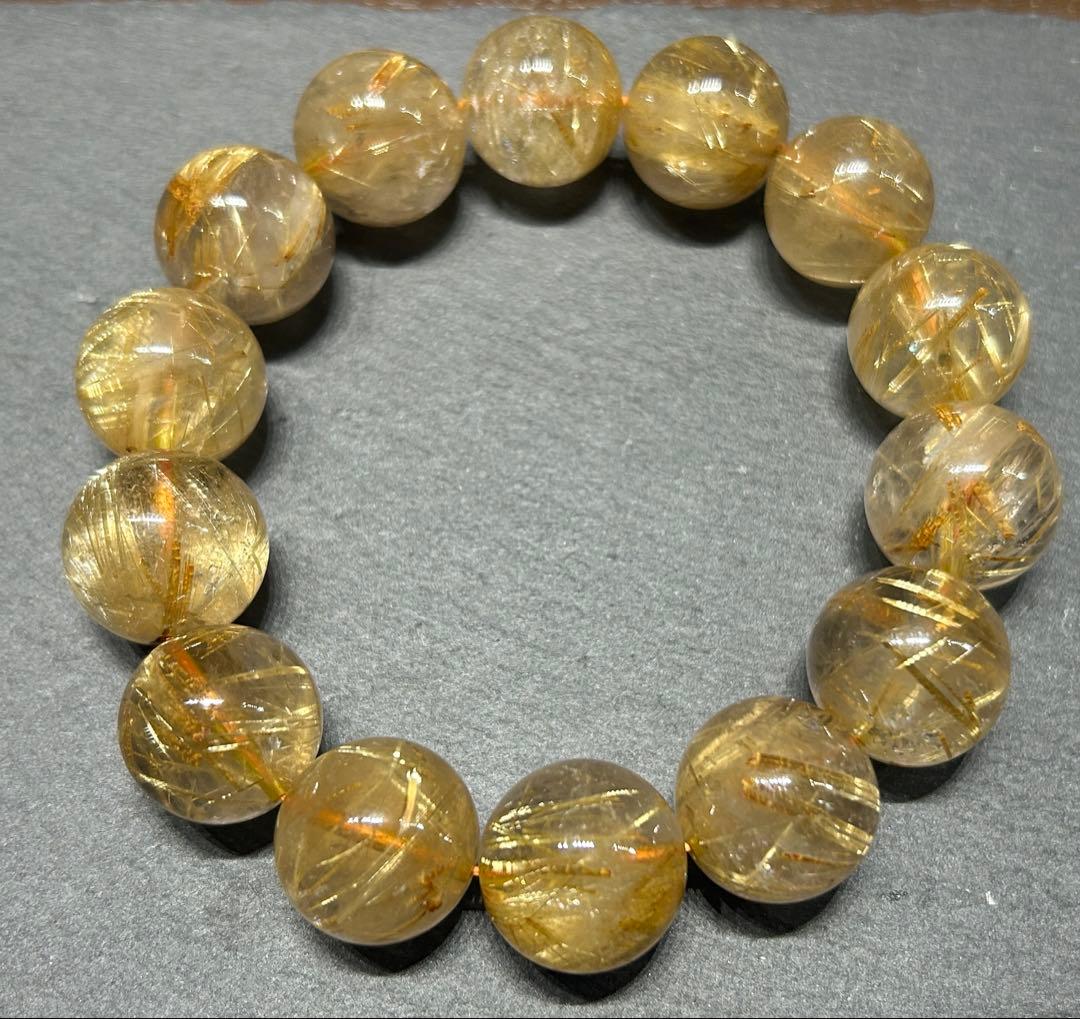 ゴールドルチルクォーツブレスレット　17mm
