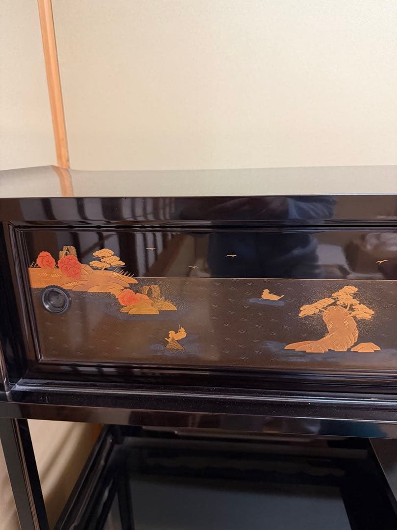 中古　超美品　輪島塗り　漆芸作家　柿木章作　飾り棚