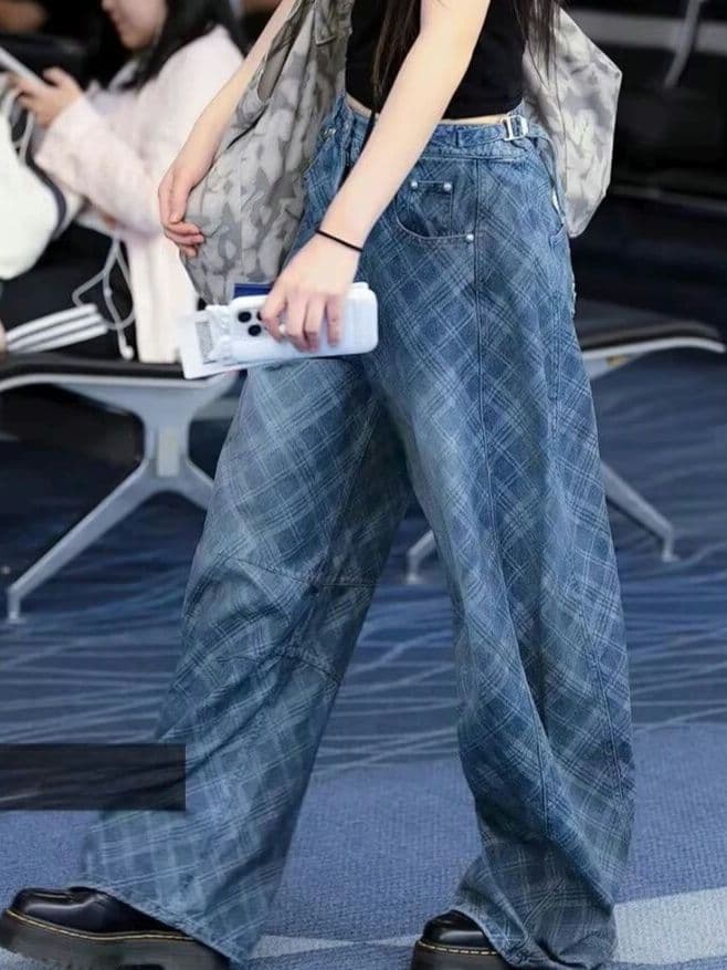 BADBLOOD デニムパンツ ブルーチェック XS