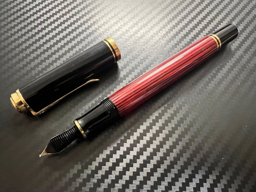 ペリカン スーべレーン M400 万年筆 F 細字 赤縞 レッド
