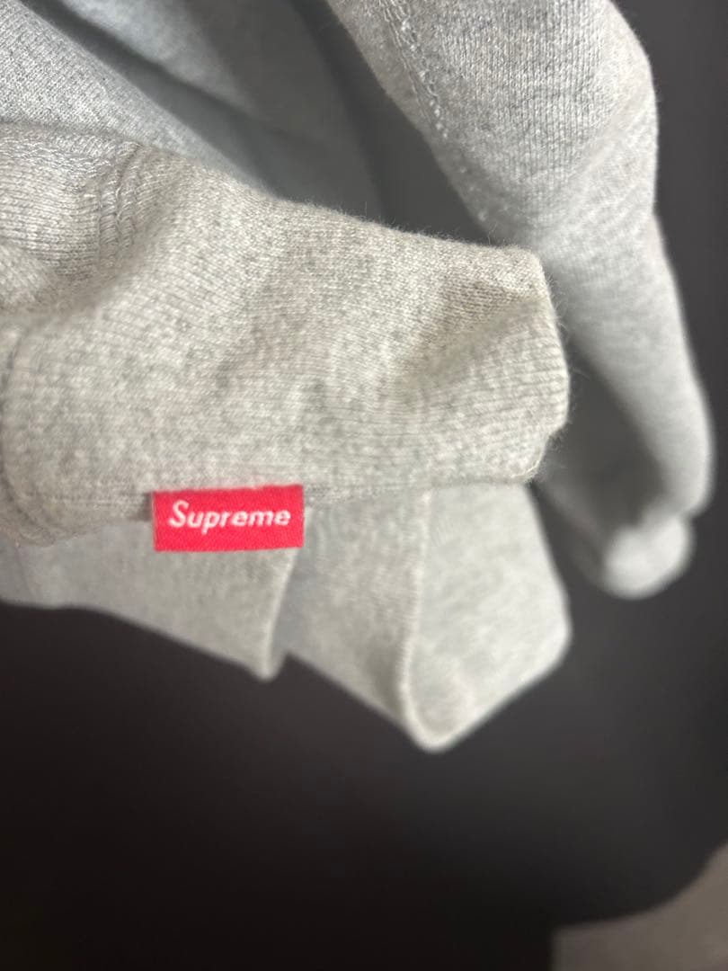 Supreme Raised Script フーディー レザーグレー XL
