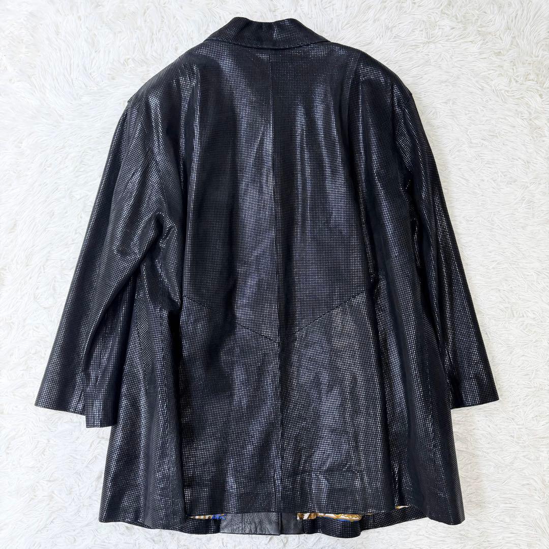 【希少デザイン】Pierre Balmain 裏地総柄　レザーコート　金ボタン