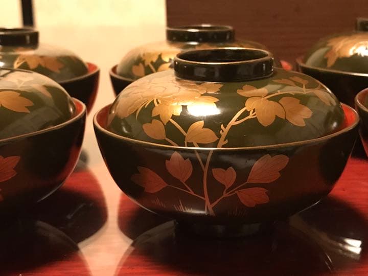 牡丹 蒔絵 小吸物椀 10客 江戸期 希少品