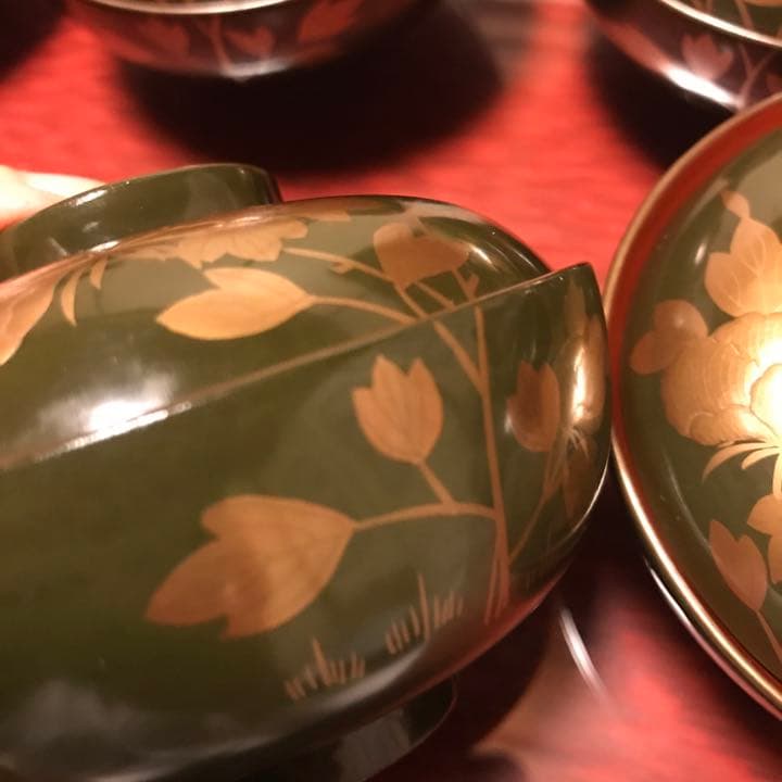 牡丹 蒔絵 小吸物椀 10客 江戸期 希少品