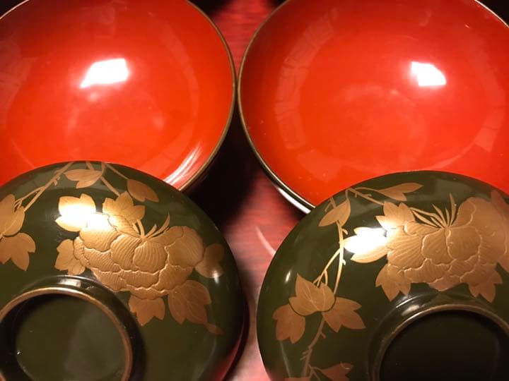 牡丹 蒔絵 小吸物椀 10客 江戸期 希少品