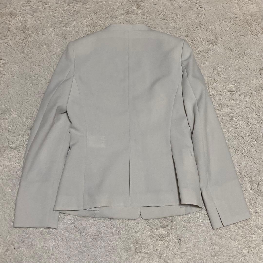 PLST 洗濯機で洗える ノーカラー ジャケット パンツ ベルト スーツ