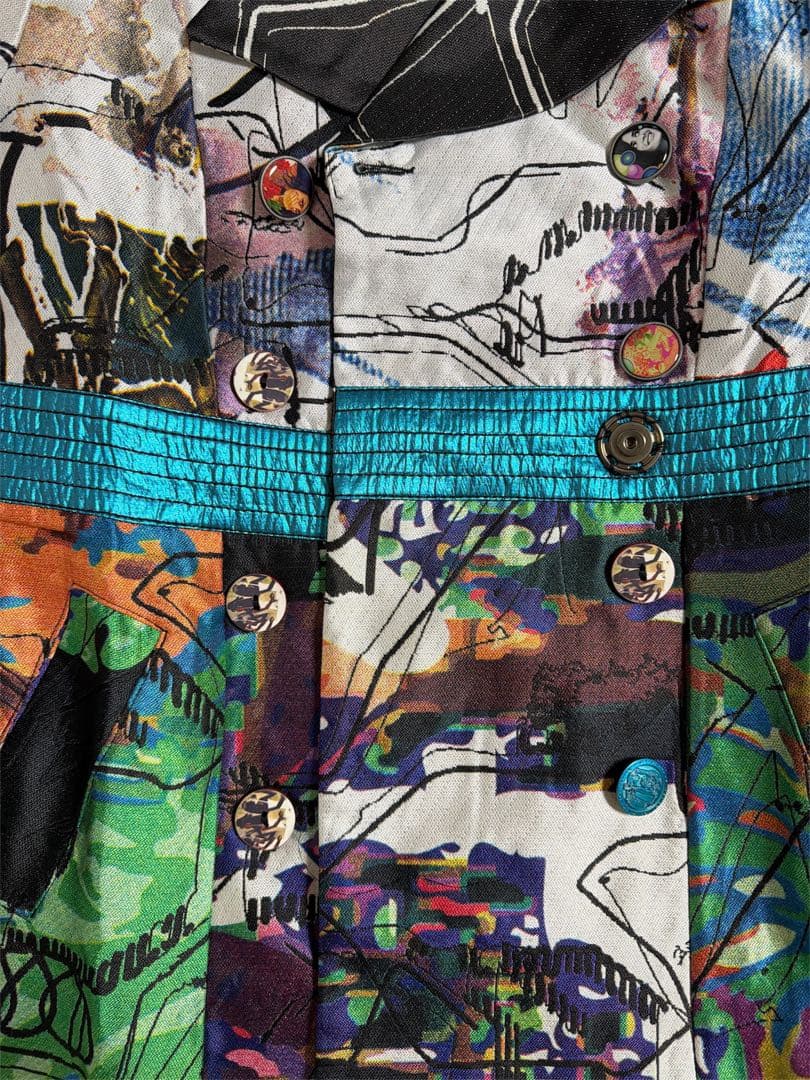 希少 Desigual デシグアル マルチカラー アート柄 トレンチコート