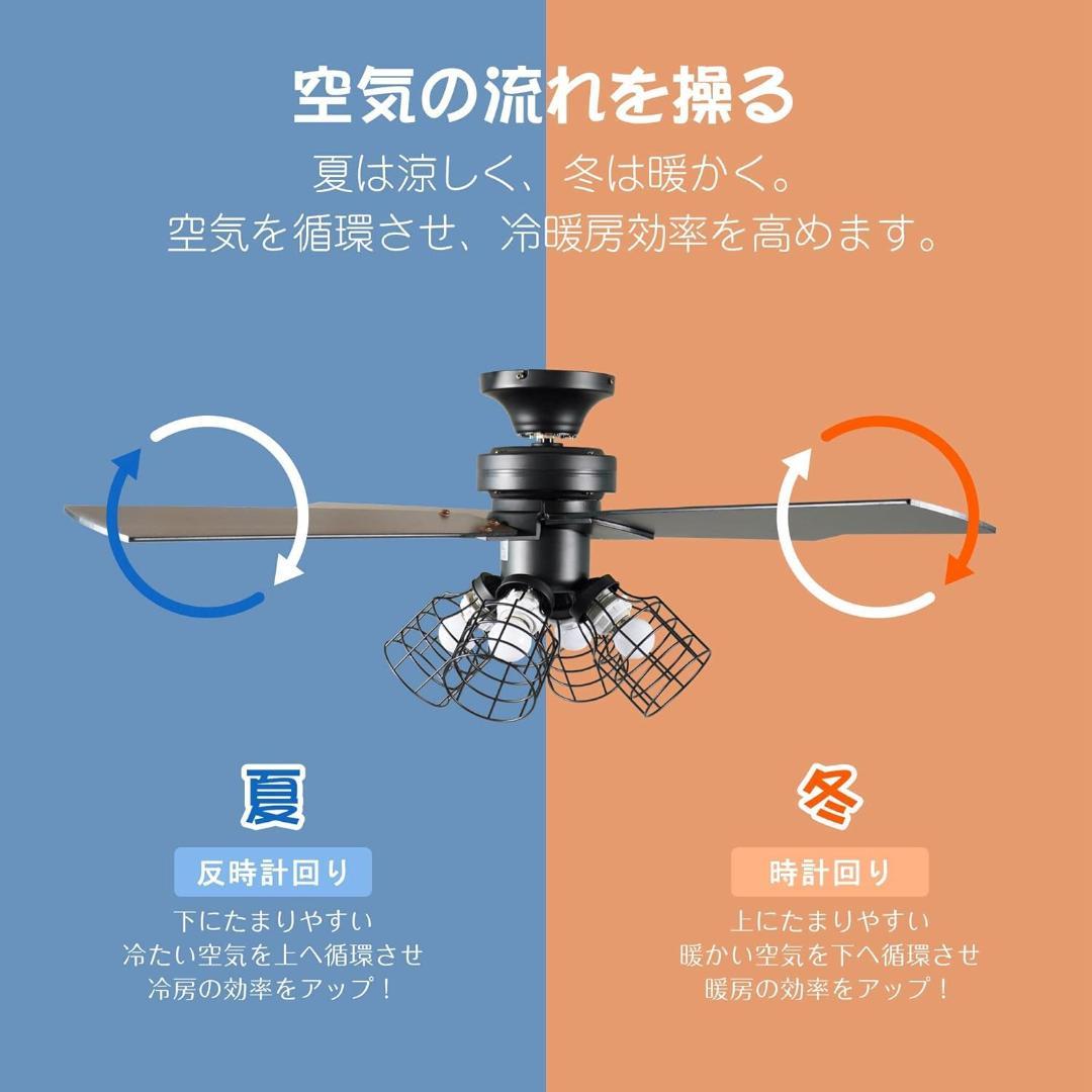 A195 シーリングファンライト 4灯 リモコン式 ファン 省エネ